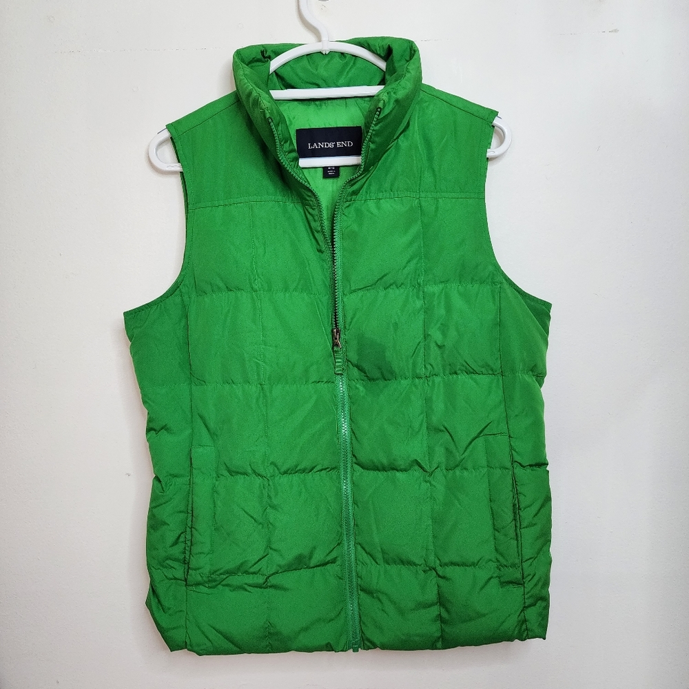 Lands End green puffer vest, women's size Medium.